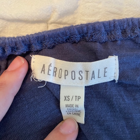 Navy Blue Off The Shoulder Blouse - Picture 3 of 3